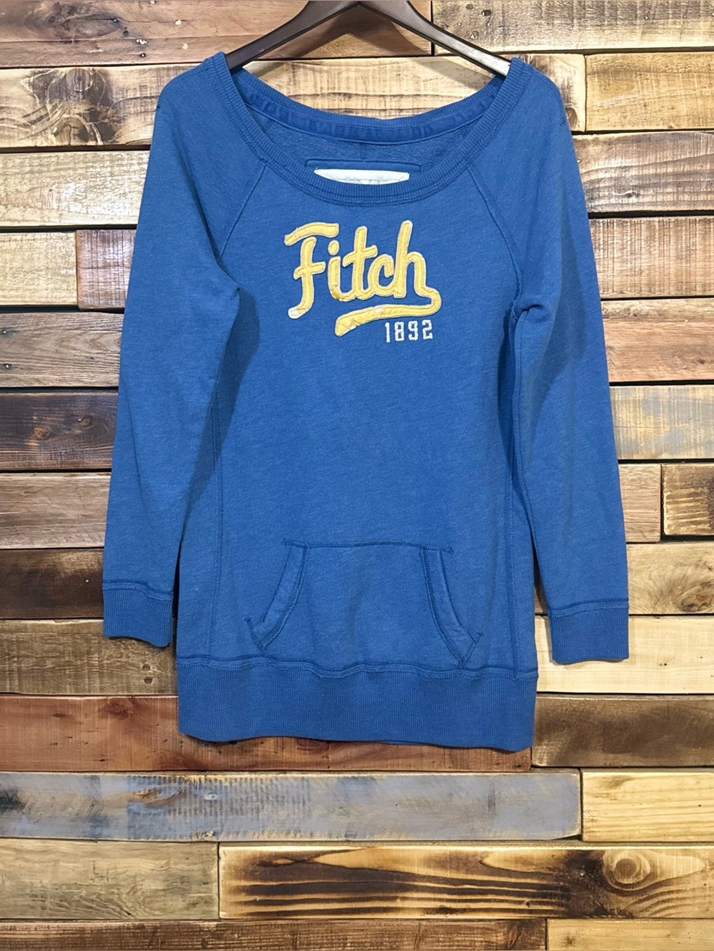 NWT Vintage Abercrombie & Fitch Off Shoulder Tunic Sweatshirt Blue Y2K L Large